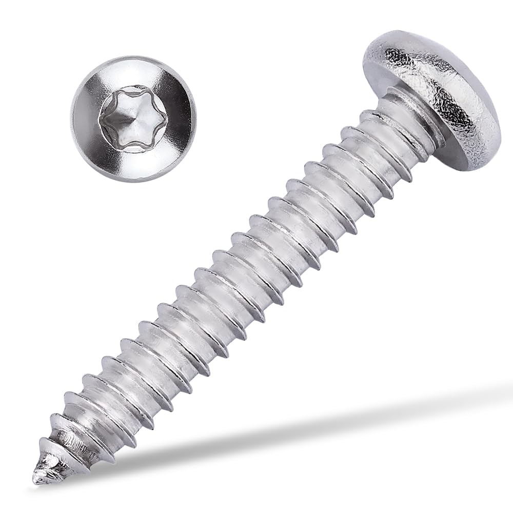 Photo 1 of #8 x 1-1/2" Pan Head Torx Drive Self Tapping Screws, 304 Stainless Steel 18-8 Wood Screw Sheet Metal Screw, Star Drive, Full Thread Coverage, Pack of 50