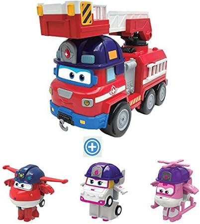 Amazon Super Wings 19年10月発売の最新スーパーウィングス シーズン3 ロッキーの救助本部の消防車 ミニ トランスフォーマー3点セット 音と光が出る消防車 Super Wings Season3 Rescue Headquarter Set 並行輸入品 ロボット 子ども向けフィギュア おもちゃ