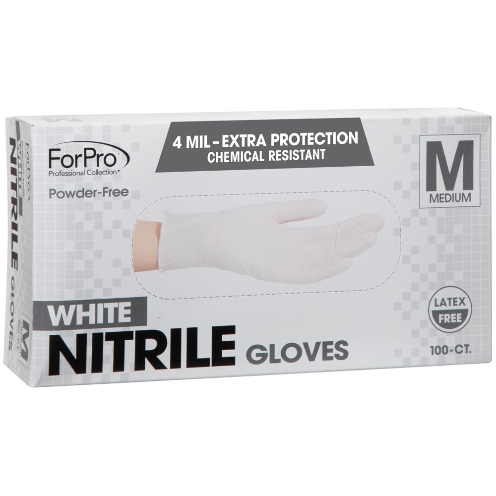 ForPro Disposable Nitrile Gloves, Chemical Resistant, Powder-Free, Latex-Free, Non-Sterile, Food Safe, 4 Mil, 100-Count