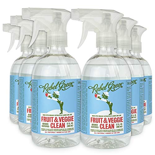 Rebel Green Fruit and Veggie Cleaner, Natural Fruit & Vegetable Produce Wash - 17 Ounce Spray Bottle, Pack of 6