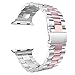 Seinit Stainless Steel Watch Band Replacement Strap Compatible with Apple Watch Series 6/5/4/3/2/1 40mm/38mm, Silver/Rose Gold