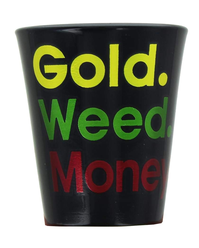 JUST FUNKY Gold Color Weed Money Shot Glass, Multicolor, One Size