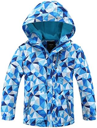 HiheartGirls Boys Waterproof Fleece Lining Jacket Hood Windproof Rain Coat