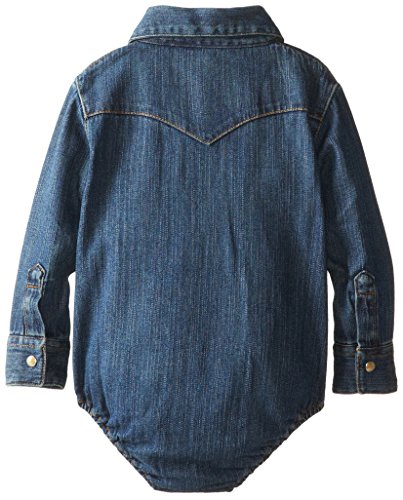 Wrangler Baby Boys' Long Sleeve Denim Bodysuit, Denim, 24 Months