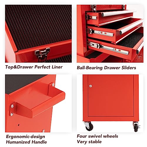 WAYTRIM 3Drawer Rolling Tool Chest With Wheels, Tool Chest With Large