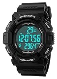 Clearance Sports Waterproof Digital Fitness Watch Pedometer Multifunction Men's Wristwatches Black