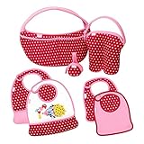 BUILT NY Baby Bottle Tote and Feeding Gift Set (7 Piece Set) - Baby Pink Mini Dot