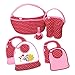 BUILT NY Baby Bottle Tote and Feeding Gift Set (7 Piece Set) - Baby Pink Mini Dot