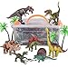 Alagoo Dinosaur Toys, Realistic Dinosaur Figures with Activity Play Mat & Trees, Educational Dinosaur Playset to Create a Dino World Including T-Rex, Triceratops, Velociraptor, Gift for Kids