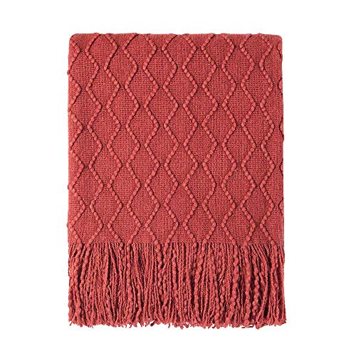 BOURINA Boho Rust Knitted Throw Blanket