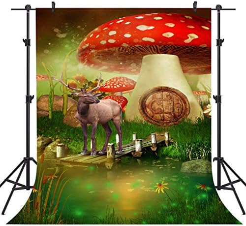 FLASIY 5x7ft Mushroom Backdrop Fairy Tale Forest Photography Background Kids Baby Party Photo Studio Props LYAY162