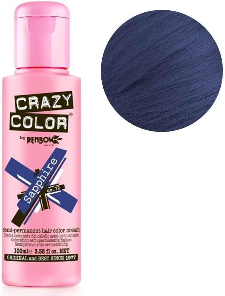 Crazy Color Sapphire Hair Colour 100 ml – Semi-Permanent, Vibrant Tint