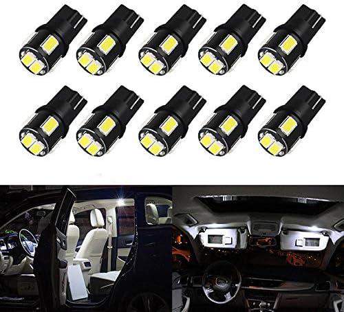 10Pcs T10 W5W LED Bulb 194 168 Car Interior Dome Reading Light for Mitsubishi Lancer 9 10 X L200 Pajero Sport Outlander White