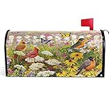 Wamika Cute Garden Flowers Birds Mailbox Cover Spring Daisy Butterfly Mailbox Covers Magnetic Mailbox Wraps Post Letter Box Cover Standard Size 18