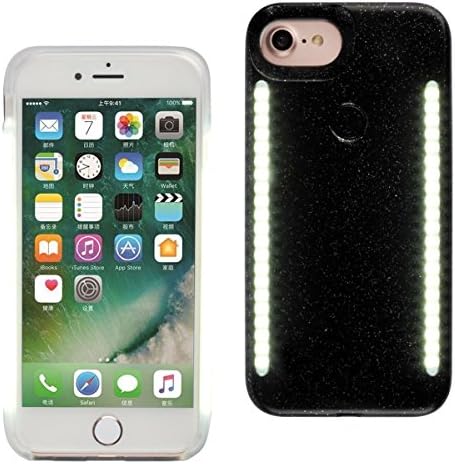 GSY Selfie LED Phone Case, Selfie LED Light Case for Iphone 6plus/6s plus/7plus/8 Plus - For Cell Phone with Front and Back LED Rechargeable Backup (iphone 6 plus/6s plus/7 plus/8 plus, Black1)