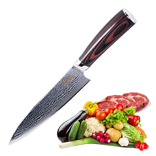 UPC 645195910507, Chefs Knife 8 inch-Japanese VG10 Super Steel 67 Layers High Carbon Stainless Steel Damascus Blade Professional Gyutou Kitchen Knife