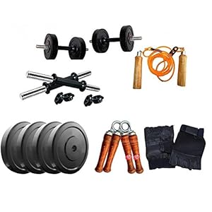 Aurion 12 kg Home Gym Set with 14 Inch Dumbbell rods + Accessories