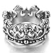 INBLUE Men's Stainless Steel Ring Band Silver Tone Black Royal King Crown Knight Fleur De Lis Cross