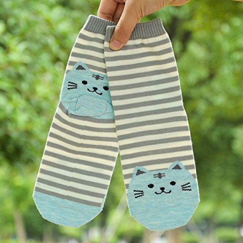 Women\'s No Show Socks Cotton Casual Invisible Socks Non Slip Flat Boat Shoe Liners (US Shoes Size:5-10, Cat Mix- 5 Pairs)