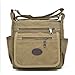 Qflmy Vintage Retro Canvas Messenger Bag Crossbody Shoulder Bag (Khaki)