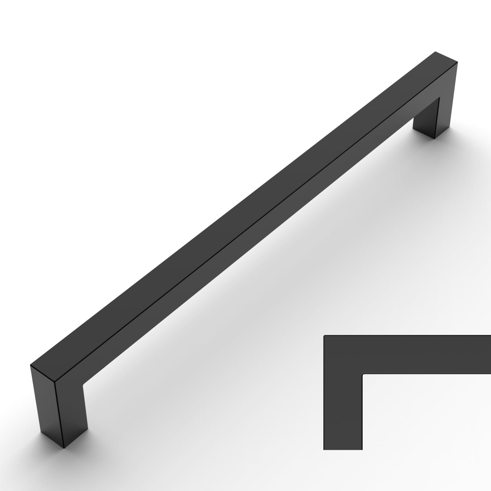 Amerdeco 10 Pack Matte Black Cabinet Pulls 10 Inch(256mm) Hole Centers Kitchen Cabinet Handles Cabinet Hardware Cupboard Handles Square Drawer Pulls