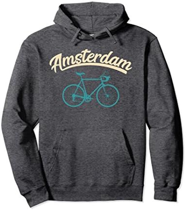 Unisex Bicycle Cycling Vintage Netherlands Amsterdam Hoodie Small Dark Heather