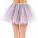 Women's Classic 3 Layered Tulle Sparkling Sequin Tutu Skirt, Silver