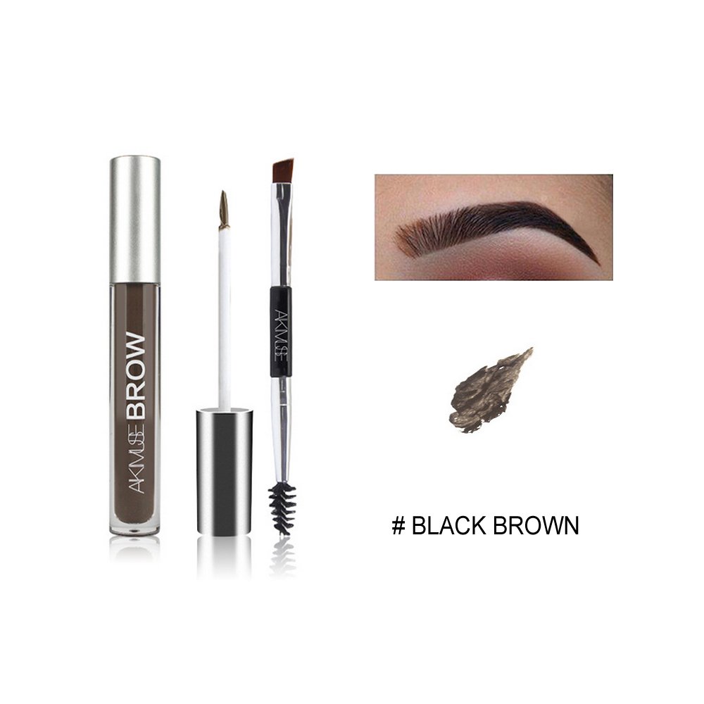 Waterproof Eyebrow Pen, WeChip Semi Permanent Eyebrow Gel Fast Dry Waterproof Anti-sweat Long Lasting Double-ended Pen Eye Makeup (# Black-Brown)
