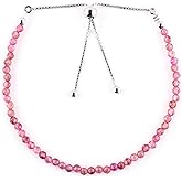 OdrillionGems Natural Pink Tourmaline Gemstones Bolo Bracelet, Micro-Faceted Beads, Healing Crystals, 925 Sterling Silver, Birthstones, Handmade, Women Jewelry, Adjustable Slider, Valentine Gifts, 10"