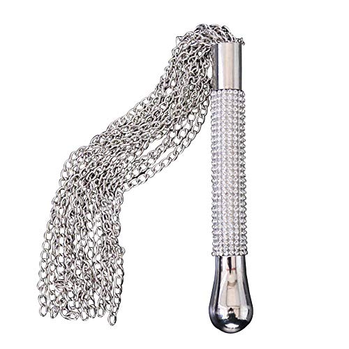STTQYB Metal Alloy Chain Tassel Short Horse Riding Whip Crop Crystal Handle