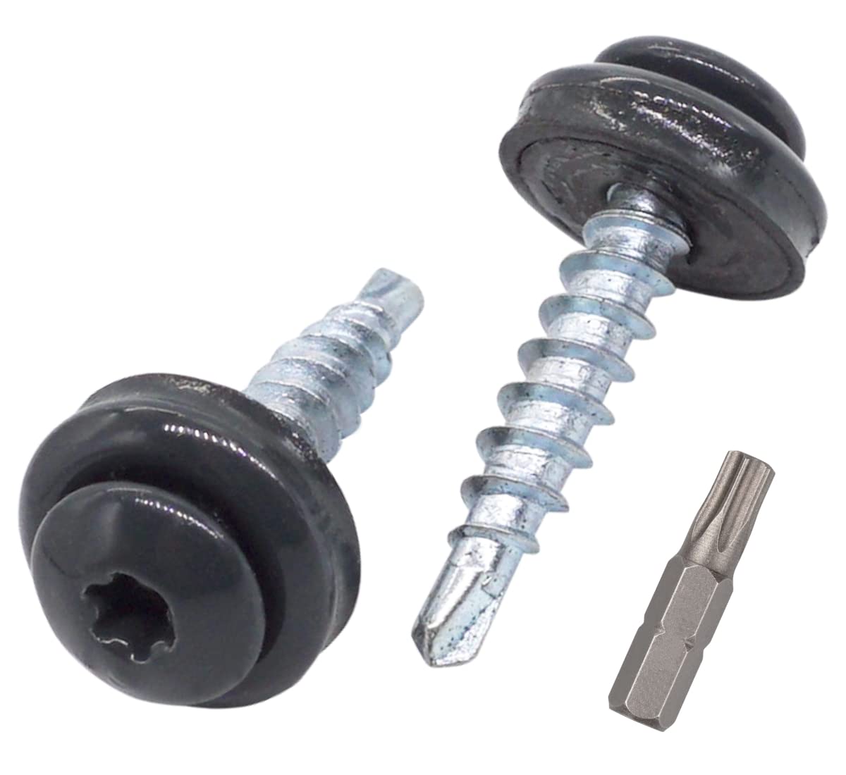 SKIR'CO (80 pcs) Metal Roofing Screws, 4.8 x 20 mm Painted Self-Drilling Screws With EPDM Washers, Torx Head (Anthracite Grey RAL 7016)