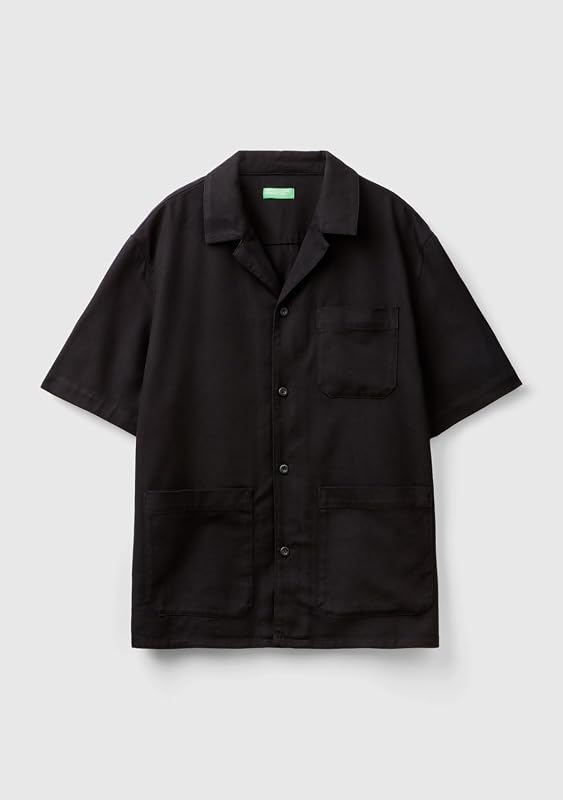 Herren Camicia 58tyuq046 Hemd, Schwarz, S
