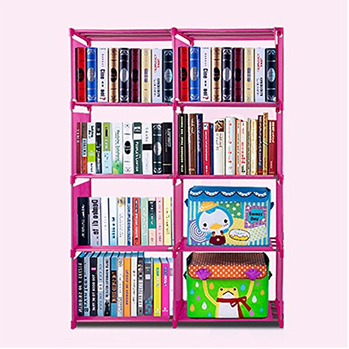 Wakrays 4Shelf Portable Bookcase Storage Adjustable Space Saving