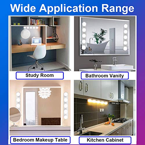 LED Mirror Light Strip - Bath Vanity Lamp Stick on Portable with 11 Brightness Dimmable - DIY Hollywood Above Mirror Makeup Lamp USB Cordless for Bedroom Dressing Table, Bathroom, Dressing Room Mirror