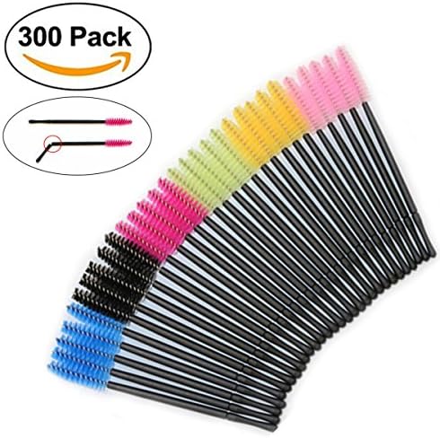 Multicolor Disposable Mascara Wands Eyelash Eye Lash Brush Makeup Applicators Kit, 6 Colors (300)