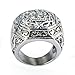 Trendsmax 316L Stainless Steel Signet Ring for Men Boys Carved Cross Crown Silver Tone Finger Ring Gothic Cool Size 8-13