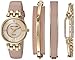 Anne Klein Women's AK/2684LPST Diamond-Accented Gold-Tone and Pink Leather Strap Watch and Bangle Set