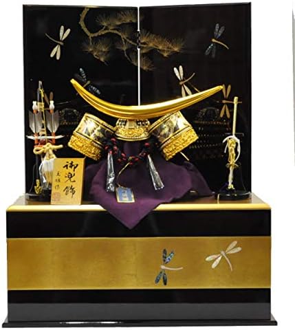 五月人形 京都栄暁 10号彫金伊達政宗公兜 黒塗トンボ