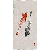 ALAZA Japanese Red and Black Koi Carps Ultra Soft Hand Towel Wash Cloths for Bath, Hotel, Gym, Spa, Beach and Exercise(16" x 30")
