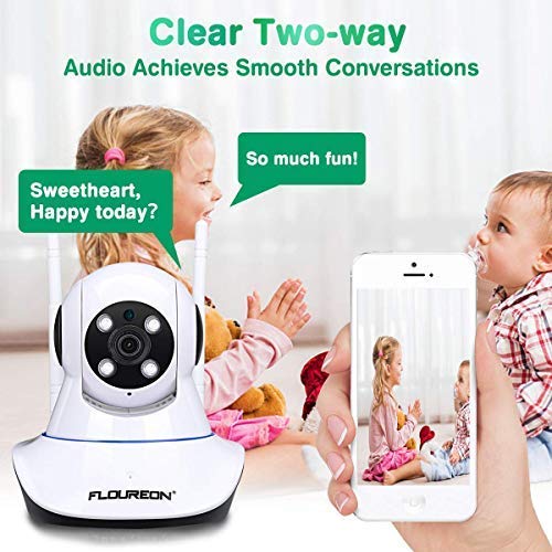 FLOUREON 1080P Wireless Security IP WiFi Camera/Tilt Baby Pet Monitor H.264 Wireless Night Vision Motion Detect Phone APP Control and View/Video Record Email Alarm