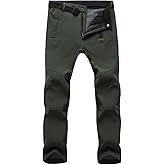 HYCOPROT Men's Snow Ski Pants Waterproof Softshell Outdoor Fleece Lined Snowboard Hiking Pants with Belt