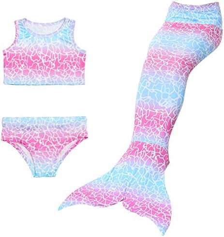 Gril's Swimsuit Mermaid Tail For Swimming Princess Bikini Set Support Monofin