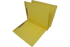 ECOM FOLDERS 14 Pt. Yellow Classification Folders, Full Cut End Tab, Letter Size, 1 Divider (Box of 25)