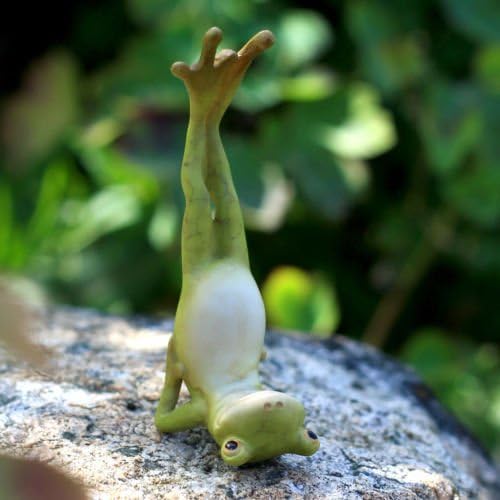 Miniature Dollhouse FAIRY GARDEN/ Yoga Frog – Shoulderstand Pose