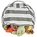 Best Stuffed Animal Storage Bean Bag Chair, Premium Cotton Canvas Toy Organizer for Kids Bedroom, Perfect Storage Solution for Plush Toys, Blankets, Towels & Clothes Grey/White Stripes By T-Bugs