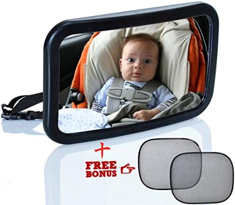 Baby Car Mirror, View Rear Facing Infant in Backseat and 2 Sun Shades, Crystal Clear Facing View in Rear Car Seat