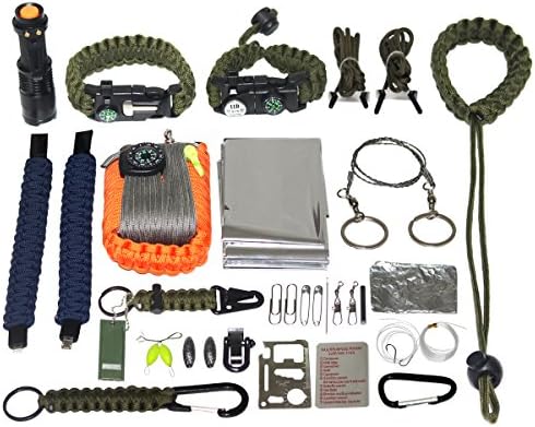 Aopet Outdoor Survival Kits Emergency Adventure Tools Multi Professional Sets Survival Bracelet Thermal Blankets Camping/Wilderness/Traveling/Mountaineering/Hunting