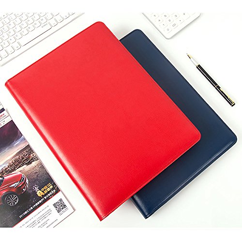 Ring Binder Portfolio, Conference Folder, Notepad Bnder, A4 Conference Folder Business PU Leather Document Case Bag with Clipboard(Blue) - Thumbnail 5