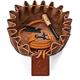 Texas Bushcraft Fire Starter Survival Kit – Ferro Rod Flint Fire Steel, Striker Tool | Cowhide Leather Drawstring Tinder Bag and Possibles Pouch | Emergency Paracord Bracelet for Your Camping Gear