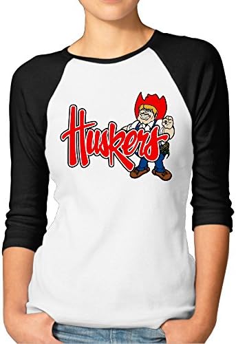 MBMH Women's University Of Nebraska Lincoln Raglan Tee Baseball Shirt Black